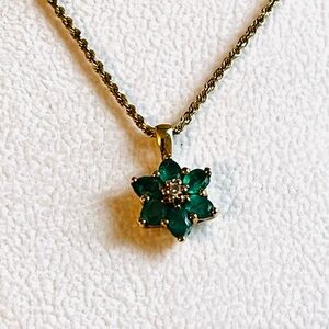 Colombian Emerald 14K Necklace 26 INCH CHAIN